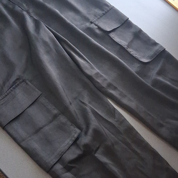 Rebecca Minkoff RM Black Satin Cargo Trousers Pants Small Petite - Picture 6 of 10